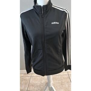 Adidas Women’s 3-Stripe Track Jacket Black White Size Small Full Zip Athletic